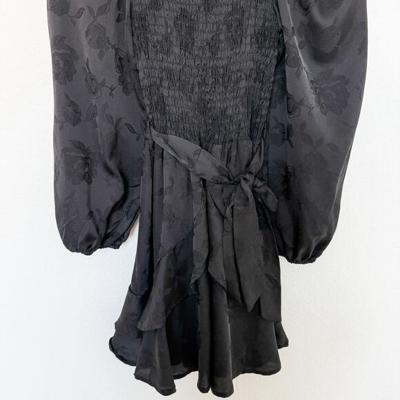 Altar’d State Dress Puff Sleeve Ruffle Hem Black Size XS Coquette Soft Grunge - Picture 5 of 8